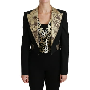 Dolce  Gabbana Black Jacquard Vest Blazer Coat Wool Jacket