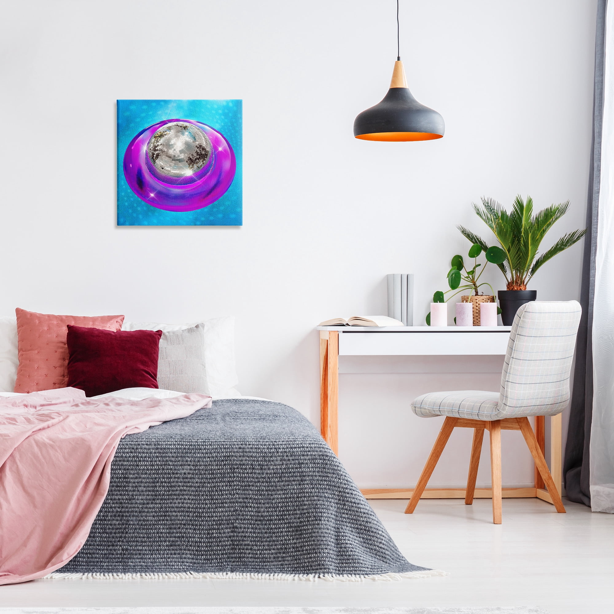 Stupell Industries Disco Ball in Pool Abstract Painting Gallery Wrapped Canvas Art Print Wall Art, 24 x 24