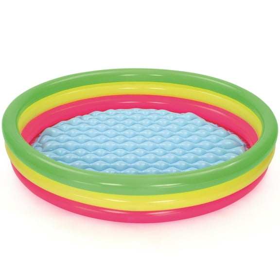 H2OGO! Summer Set Play Pool - 60 x 12" Inflatable Kiddie Splash Wade Pool, 3 Neon Color Ring Construction, Padded Bottom, Outdoor Water Play, Kids 3 