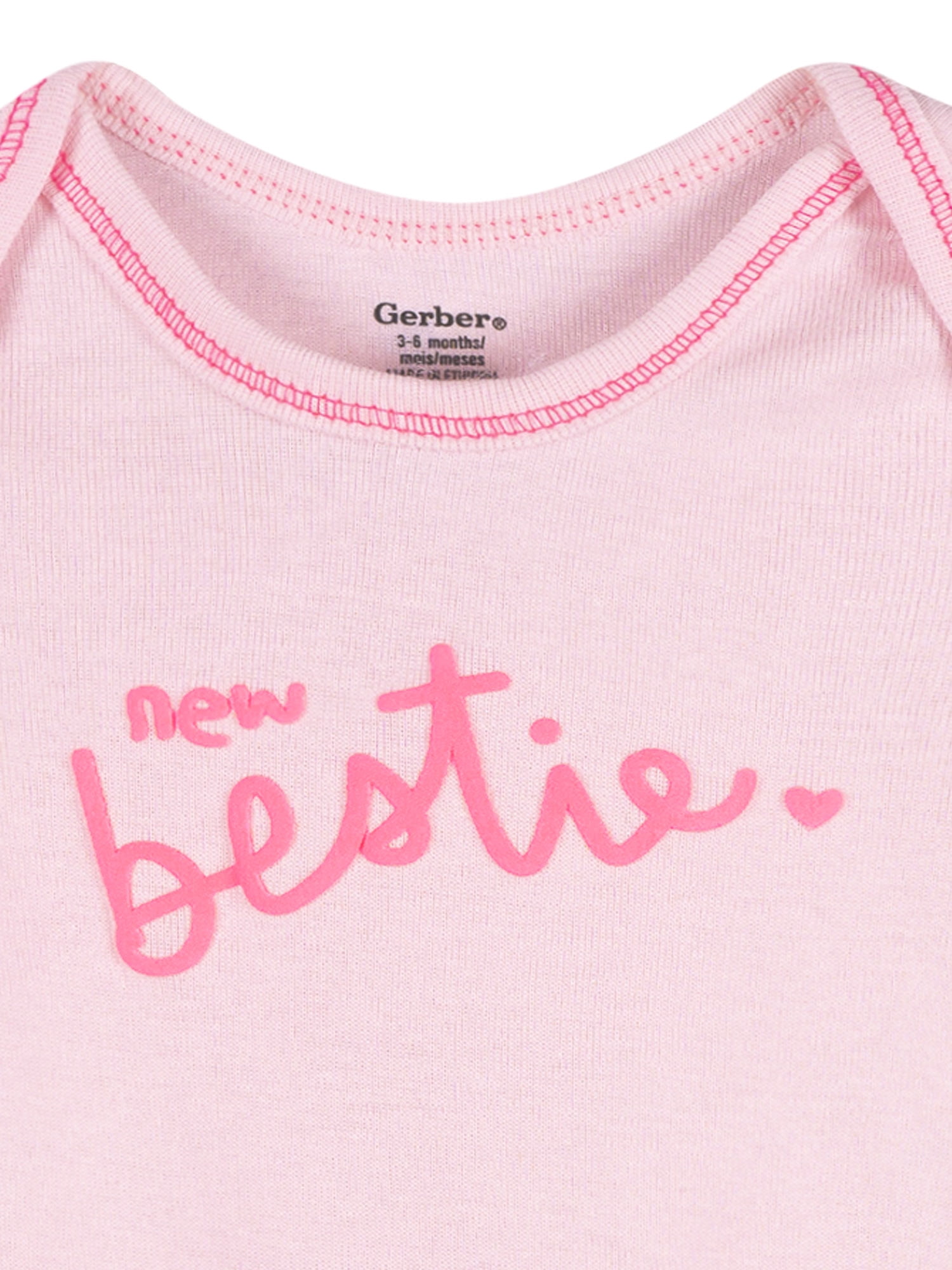Gerber Baby Girl Short Sleeve Cotton Onesies, 2-Pack, Sizes Newborn - 12 Months