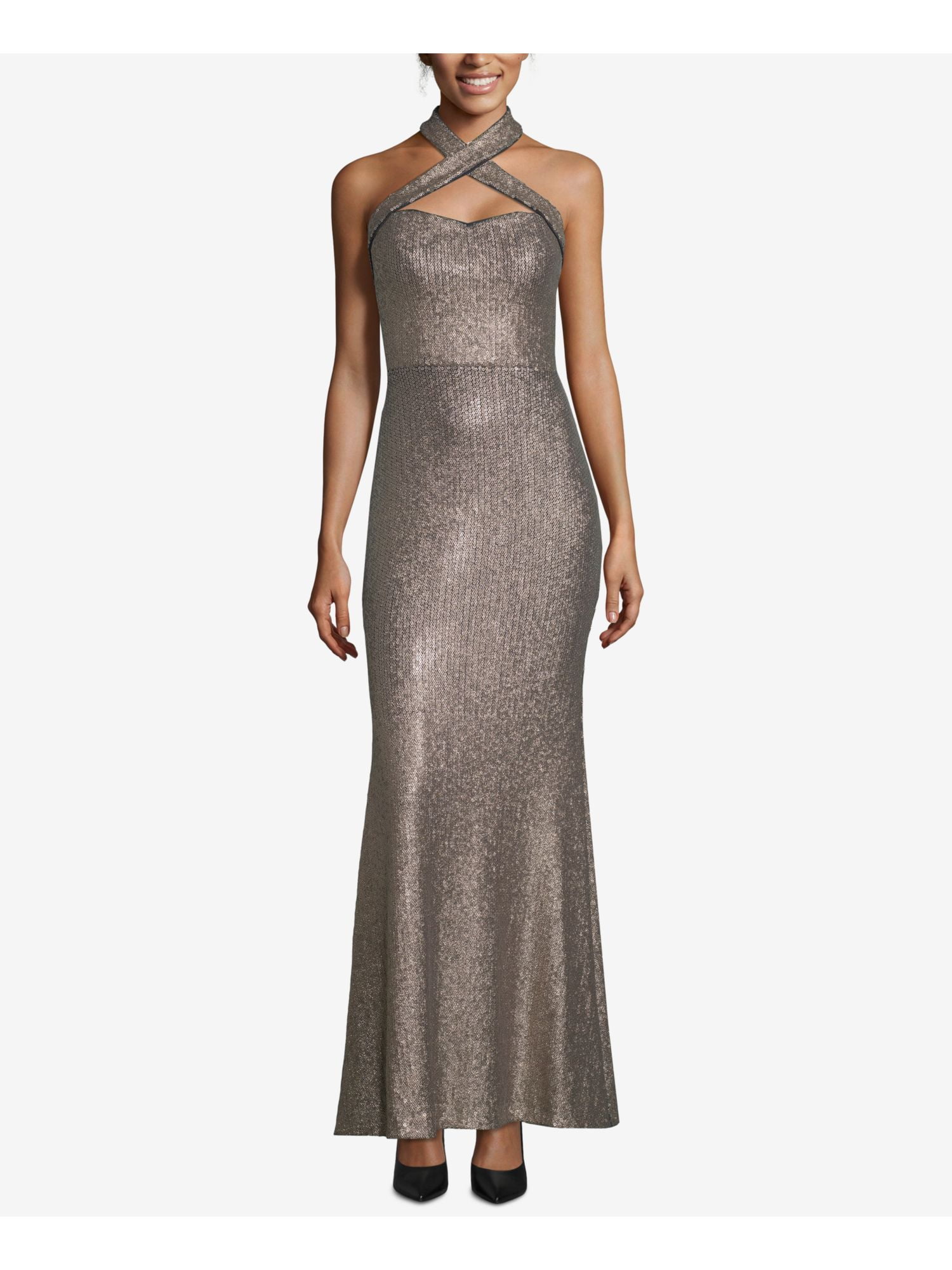 xscape sequin twist gown