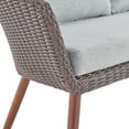 thumbnail image 5 of Athens All-Weather Wicker Two-Seat Outdoor Brown Bench with Light Gray Cushions, 5 of 6