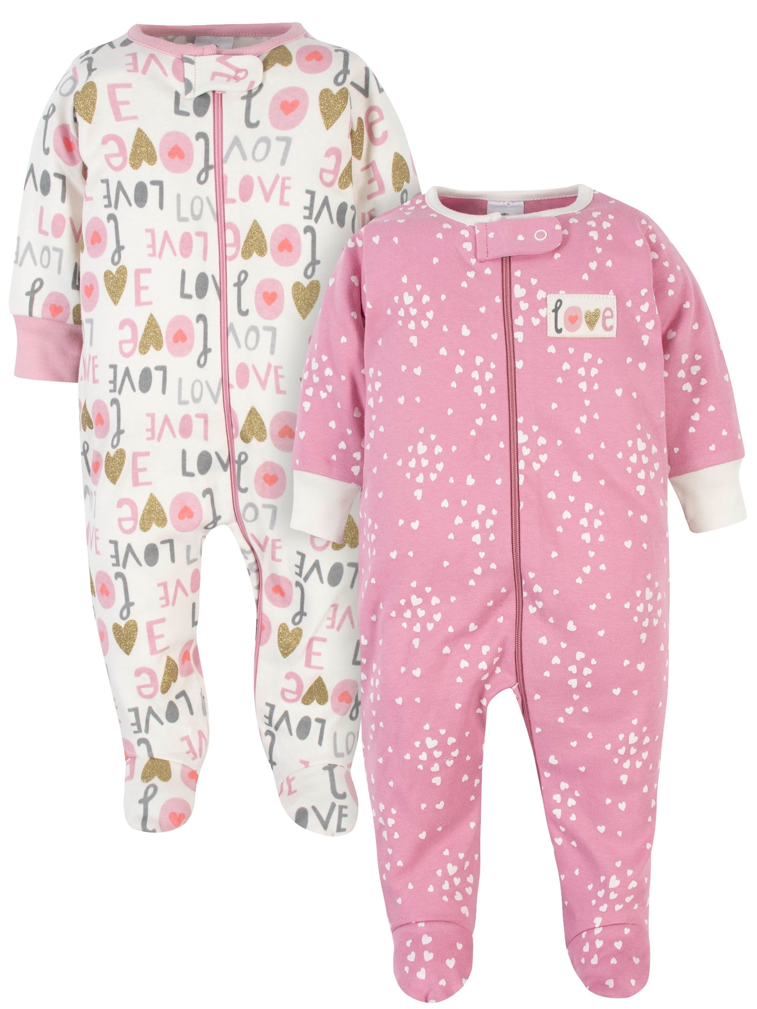 Gerber Newborn Baby Girls Organic Cotton Sleep 'N Play Footed Pajamas
