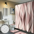 thumbnail image 2 of Purple Shower Curtain Set 4 Pcs, Modern Abstract Purple and Grey Striped Shower Curtain Set for Bathroom Waterproof Polyester Shower Curtain with 12 Hooks, 72x72 Inch, 2 of 6