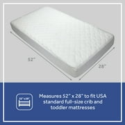Sealy Total Stain Protection Waterproof Fitted White Crib Mattress Pad, Crib/Toddler Bed Protector, 52 L x 28 W