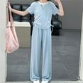 thumbnail image 6 of YunPes Girls Suit Spring Summer Autumn Casual T Sleeve Shirt Glutinous Rice Wide Leg Pants Two Piece Suit Girl Outfits Size 14, 6 of 9