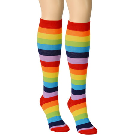 Rainbow Knee Hi Socks Costume Idea Stripes Multiple Color
