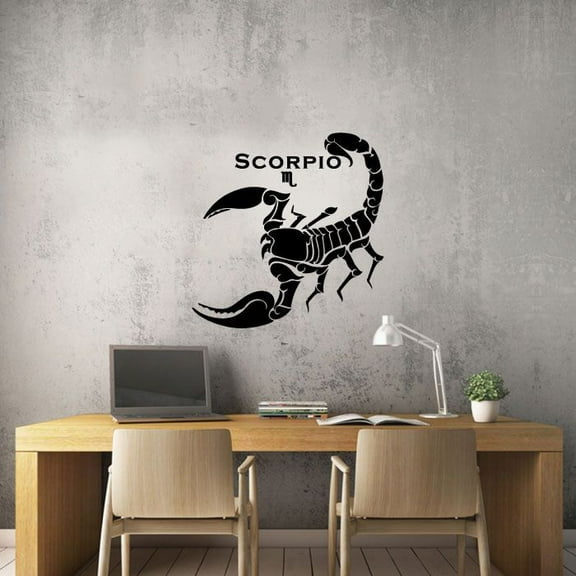 Scorpio Scorpion Drawing Silhouette Water Sign Symbol Horoscope Astrological Chart Zodiac Sign Vinyl Wall Art Sticker Decal Home Room Wall Office Living Room Wall Decoration Decal Size (10x10 inch)
