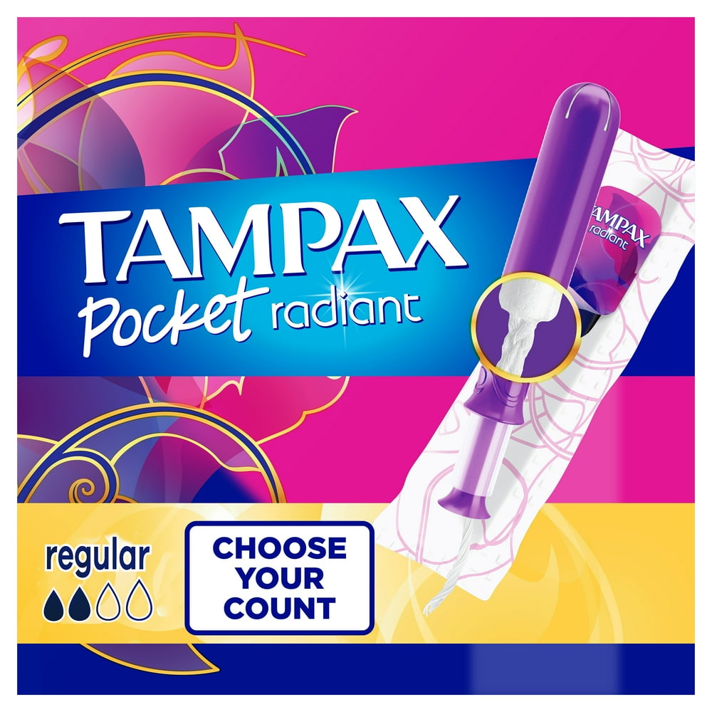 Tampax Pocket Radiant Tampons, Regular, Unscented, 14 Ct