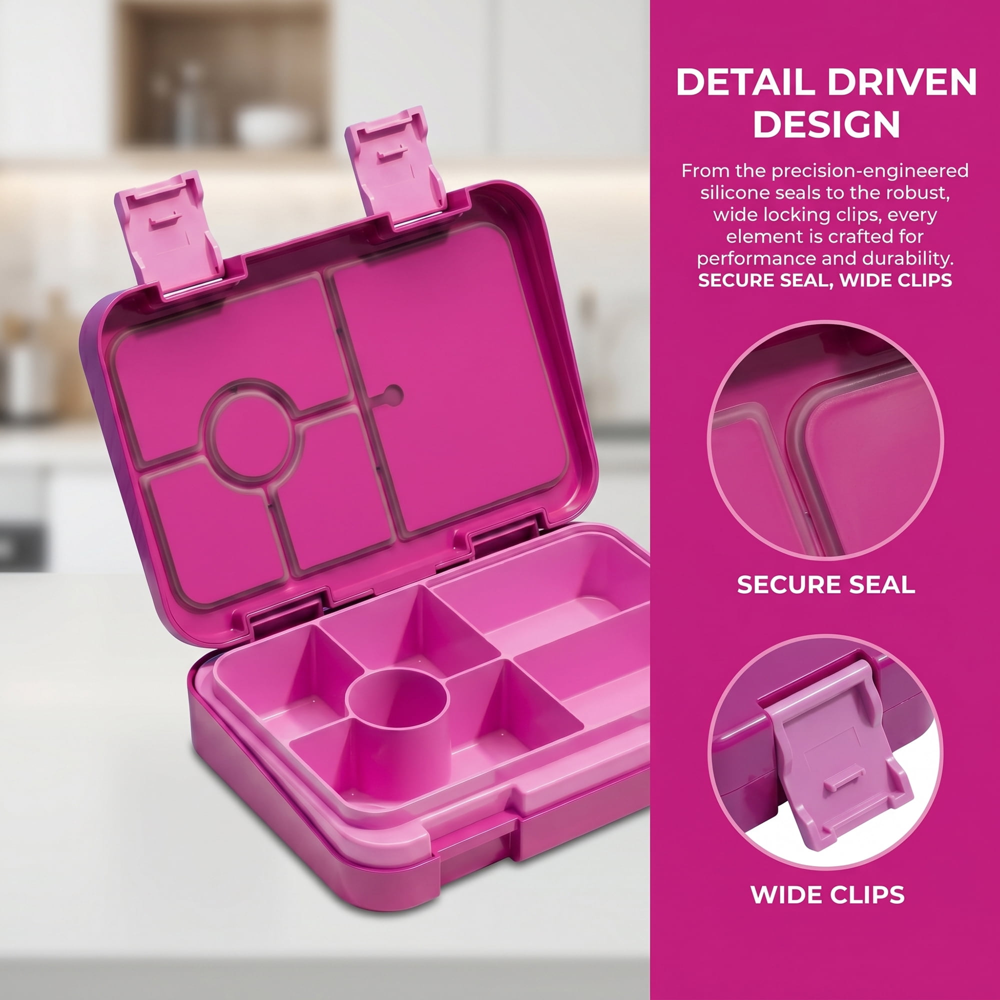 Unique Bargains PP Material Heat Resistant Meal Lunch Bento Box Rose Pink