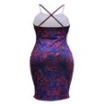 thumbnail image 3 of Women Halter Bodycon Sleeveless Ruched Spaghetti Strap Tie Dye Printing Club Party Mini Dress, 3 of 6