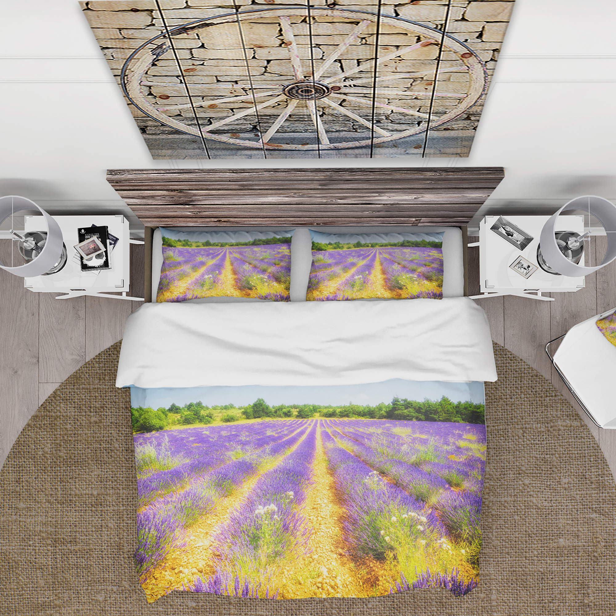 Designart 'Fantastic Lavender Field of France' Cabin & Lodge Duvet Cover Set
