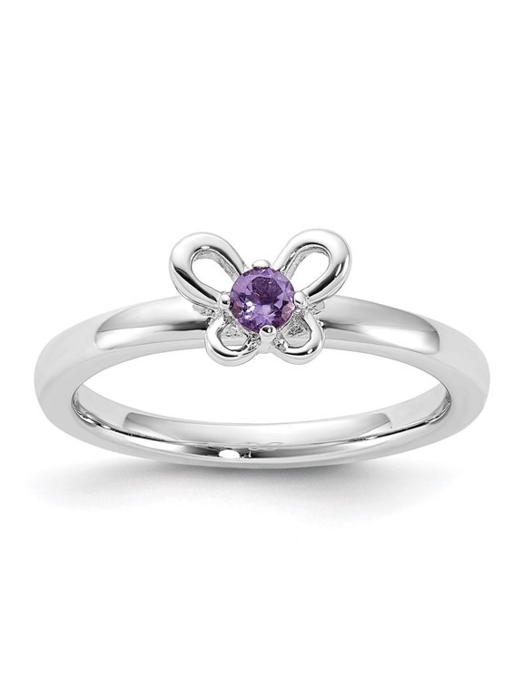 Auriga Fine Jewelry 925 Sterling Silver with 14K Amethyst Ring Size 7 for Women