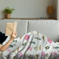 thumbnail image 3 of Floral Soft Flannel Fleece Blanket, Print of Colorful Perfume Bottles and Flowers on a Background of Stripes, Cozy Plush for Indoor and Outdoor Use, 60" x 80", White and Multicolor, by Ambesonne, 3 of 5