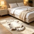 thumbnail image 5 of Cute Cream Tabby Kitten Rug Cozy Velvet Sleeping Cat Mat For Bathroom Sink Vanity Bedroom Corner Nook Warm Touch For Bare Feet Home Accent Decor (60x90cm), 5 of 5