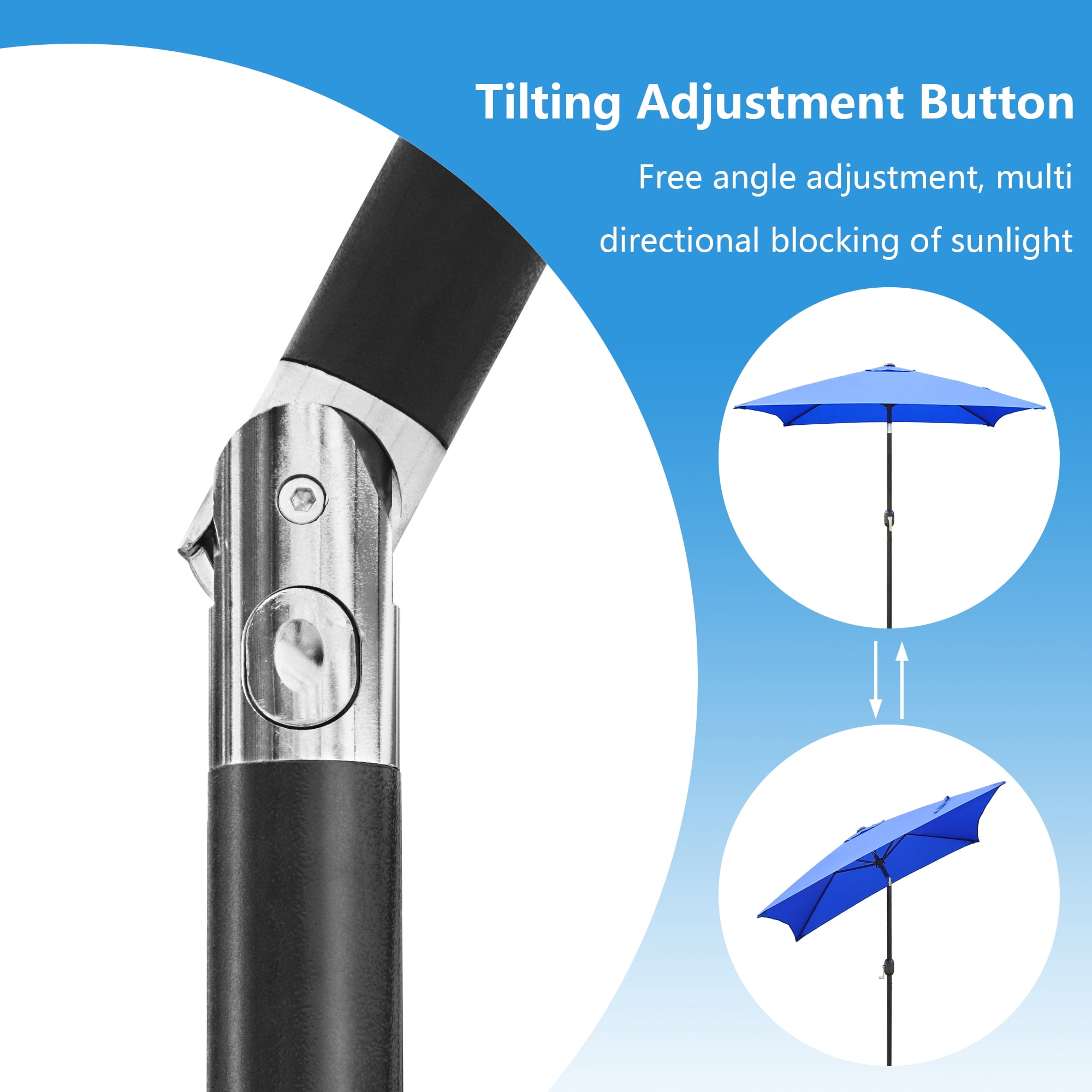 Abble 6.5FT Square Outdoor Patio Umbrella with Push Button Tilt and Crank Handle, Market Umbrella for Garden Deck Backyard Pool, Royal Blue