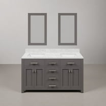 Water Creation Madison 60" Wood Double Bathroom Vanity in Gray & Chrome