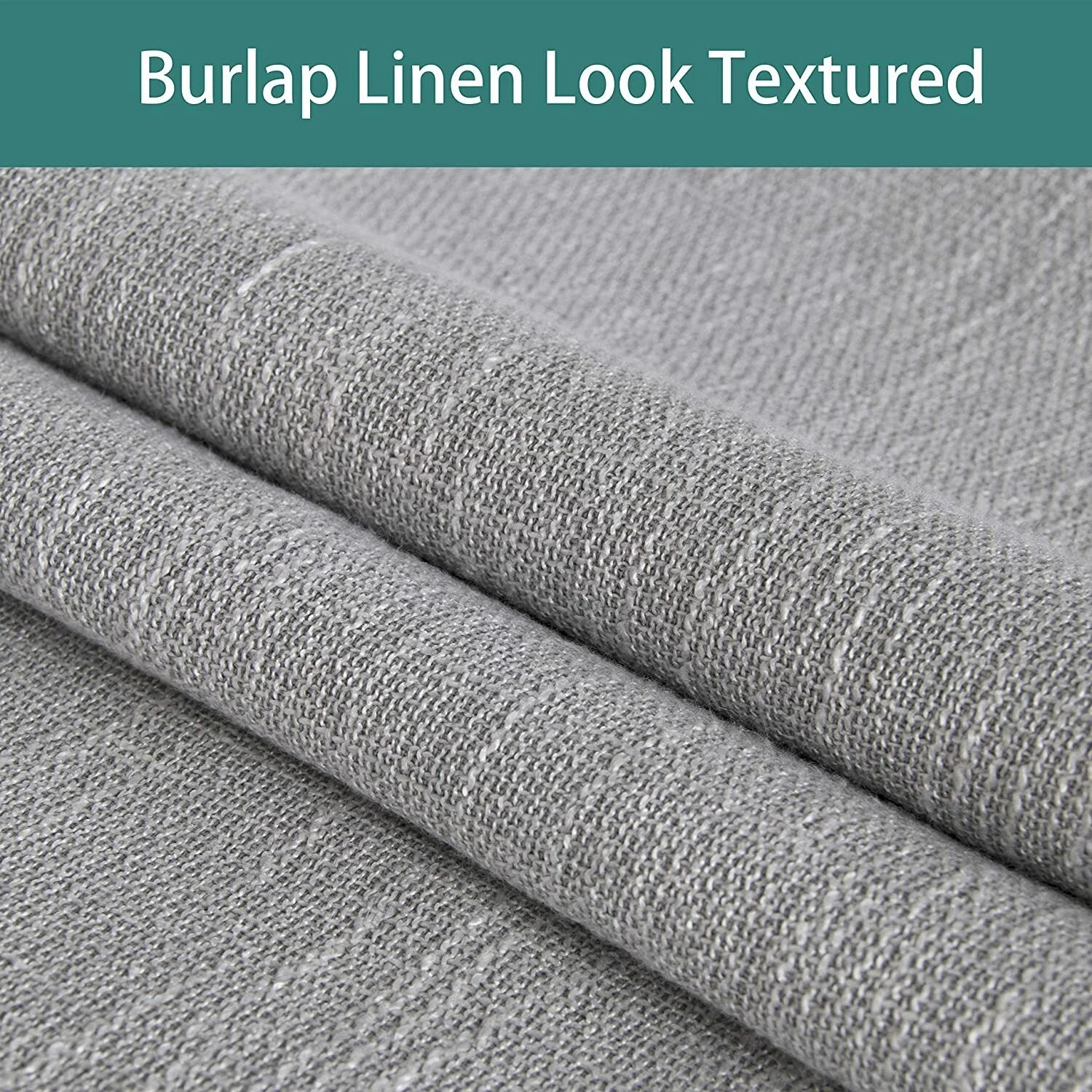 LORDTEX Burlap Linen Privacy Blackout 1 Panel Curtains Thermal Lining 100" x 84" in GREY