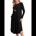 thumbnail image 1 of Pijama de Mujer con Cuello Redondo, Larga y Bolsillos Negro XL, 1 of 9