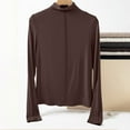 thumbnail image 5 of DeHolifer Womens Tops Long Sleeve Solid Color Half Turtleneck Underwear Pullover Tops Slim Casual Fashion Blouse Coffee XL, 5 of 7