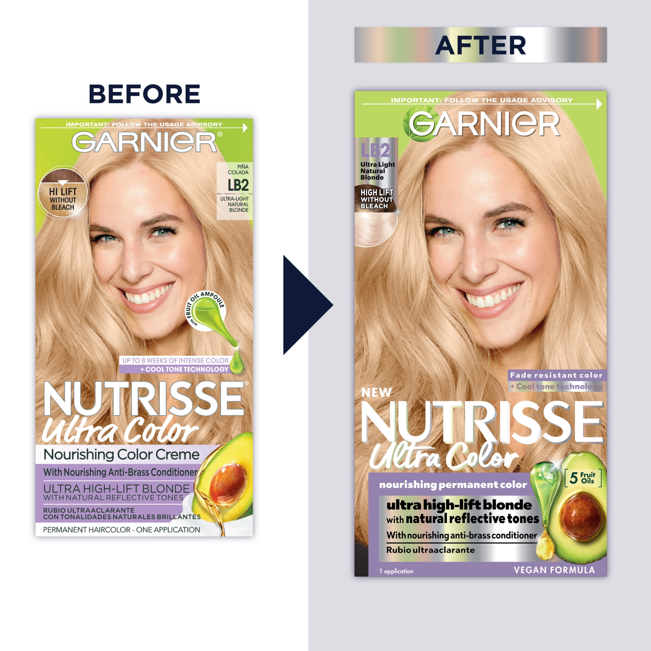 Garnier Nutrisse Nourishing Permanent Hair Color Creme, LB2 Ultra Light Natural Blonde