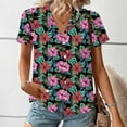 thumbnail image 5 of Cavosen Women Blouses Short Sleeve Front Buttons Collared Hawaiian Tropical Print Summer Tees Pullover Button up Beach Shirts Casual Dressy Resort Vacation Tops Going out 2XL, 5 of 7