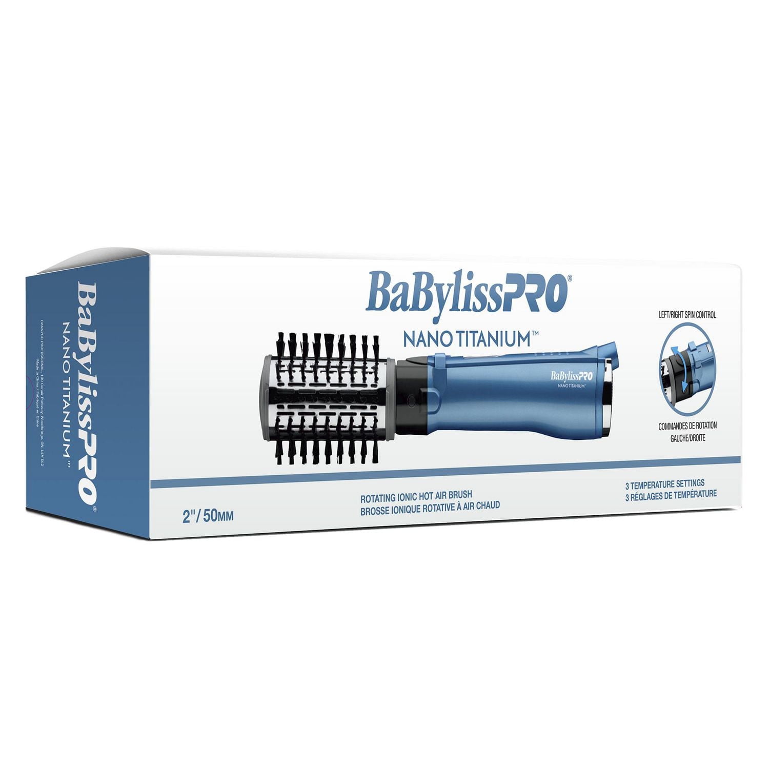BaBylissPRO® Nano Titanium™ Brosse rotative à air chaud professionnel 2 po