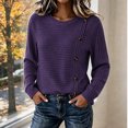 thumbnail image 6 of cocolona Womens Fall Sweater Plus Size Long Sleeve Decorative Buckle Crew Neck Sweaters, 6 of 7