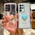 thumbnail image 3 of Compatible with Samsung Galaxy S22 Ultra Cute 3D Love Heart Phone Case,Glitter Bling Clear S22 Ultra Case Curly Wave Frame Case Women Soft Shockproof Cover (Purple, Samsung Galaxy S22 Ultra), 3 of 12
