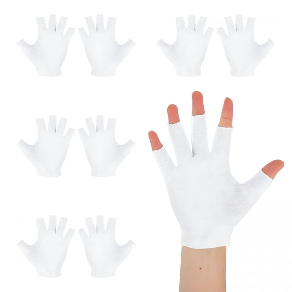TELOLY 4 Pairs Fingerless Cotton Gloves, White Fingerless Gloves for Dry Hands, One Size Fits Most, Thin Moisturizing Accessory, Overnight Hydration for Women and Men