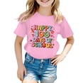 thumbnail image 1 of WEIYLL T-Shirts Filles Lettre 100 Jours d'École Col Rond Manches Courtes Été Décontracté Rose Hauts Enfant 2-3 Ans, 1 of 4