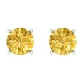 thumbnail image 3 of Clara Pucci 1Ct Yellow Round Cut VVS1 Screw Back Stud 14k Solid hypoallergenic Gold Designer Earrings For April, 3 of 7