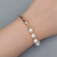 thumbnail image 2 of K-KED 8" Cultured White Pearl Bracelet Natural Pearl Gold Plated Bangle Bracelet, 2 of 6