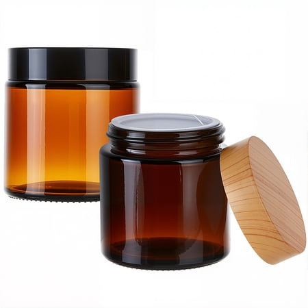 2Pcs 2 Colors Refillable Glass Cream Jar with Cap and PE Gasket for Personal Care Mixed Color 6.05×6.6cm Mixed Color