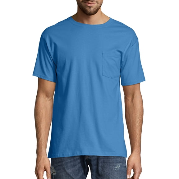Hanes Men's & Big Men's Authentic Short Sleeve Pocket Tee, Sizes S-3XL