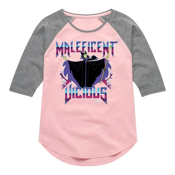 Disney Villains - Maleficent Vicious - Toddler & Youth Girls Raglan Graphic T-Shirt