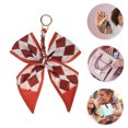 thumbnail image 3 of Unique Bargains 1 Pc Trendy Long Scarf Ribbon Bow Plaid Handbag Charm Decorative Keychain Red, 3 of 5