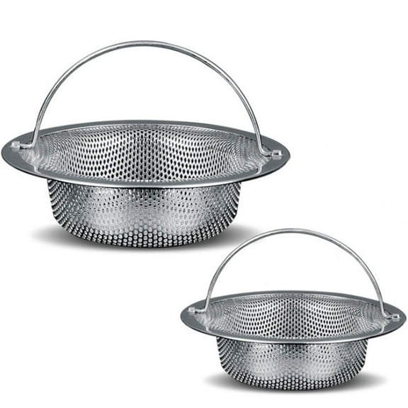 Emlimny Sink Drain Strainer,2PCS Germany Stainless Steel Kitchen Sink Strainer,4.3 inch Diameter,Wide Rim Perfect for Most Sink Drains,Rust Free,Heavy Duty,Anti Clogging (Silver)