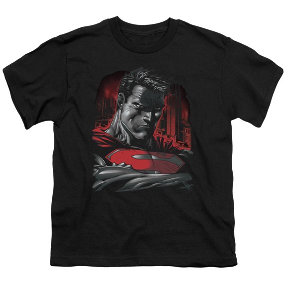 Trevco Sportswear SM1713-YT-2 Superman Man of Steel Youth Short Sleeve T-Shirt, Black - Medium