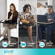 Stander Wonder Tray, Adjustable Swivel TV Tray Table, Large Laptop Stand, Couch Desk, Side Table & Gaming Desk, Tray for Eating on Couches, Chairs & Recliners, Black Base with Black Tray