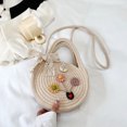 thumbnail image 4 of Bolsos cruzados para mujer Bolso de paja tejido con lazo para mujer Bolsos de playa informales para mujer (Beige) Likrtyny Para Estrenar, 4 of 9