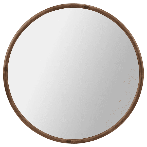 Bouclair Walnut Round Wood Frame Mirror