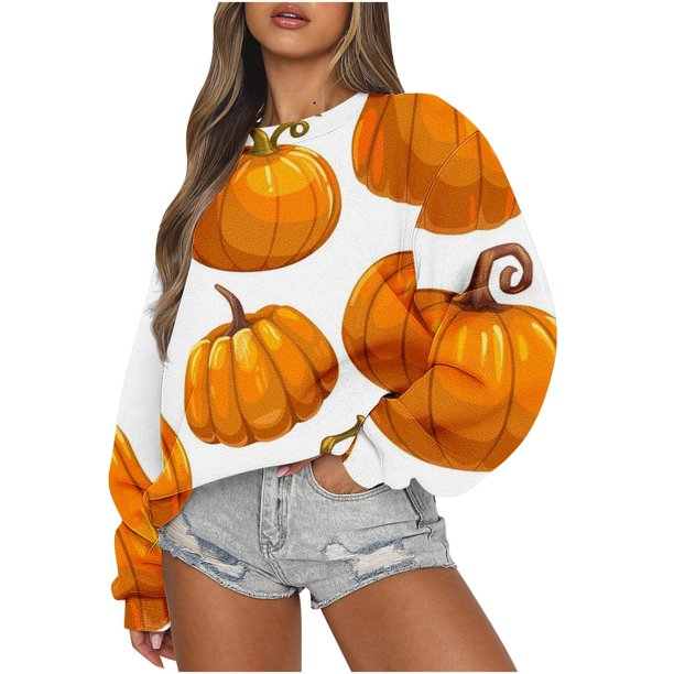 ICHUANYI Liquidación Halloween Mujer Cuello Redondo Impreso Suéter Suelto Manga Larga Sin Capucha Sudaderas ICHUANYI WER202308245396