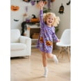 thumbnail image 3 of Bellafa Toddler Girls 100% Cotton Embroidery Applique Long Sleeve Dresses 2-7 Years Girl Kids A-line Halloween Pumpkin Party Dresses, 3 of 8