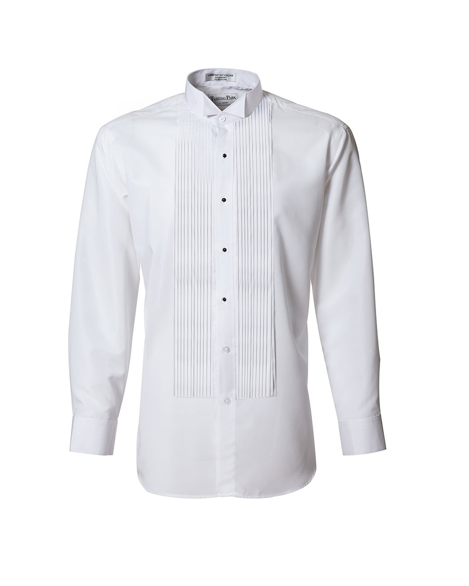 Men's White laydown Collar Tuxedo Shirt 1/4" Pleated Formal Used Cheap Costume 