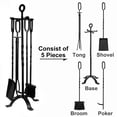 thumbnail image 2 of Amagabeli Ensemble d'Outils de Cheminée 5 Pcs Intérieur Fer Forgé Foyer Grande Poêle à Bois Poêle à Bois Pinces à Bois Kit d'Outils avec Poignées Moderne Noir Accessoires Extérieurs, 2 of 4