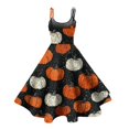 thumbnail image 3 of Fgvctg Halloween Wedding Guest Dresses for Women Fit Sleeveless Cocktail Dresses Plus Size Church Dress 1950s Pumpkin Ghost Witch Print Outfits Spaghetti Strap Crewneck Clothes Saffron M, 3 of 4