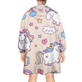 thumbnail image 2 of Wearable Oversized Blanket,Cute Unicorn Rainbow Cloud Pattern Wearable Blanket Hoodie for Adults,Cozy Hooded Blankets with Super Pockets,Super Warm Fuzzy Pullover for Women & Men, 2 of 6