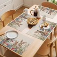 thumbnail image 5 of Easter Rabbit Placemats Set of 4, Vintage Brown Bunny Spring Blue Pink Flower Leaf Linen Texture Non-Slip Place Mats Washable Table Mats for Kitchen Dining Table Decorations Indoor/Outdoor, 5 of 9