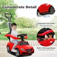 thumbnail image 4 of Kids Ride On Push Car, Mercedes Licensed 3 in 1 Push Car for Toddlers Baby, Toddler Ride on Toys for Age 1-3, Kids Ride on Cars Stroller with Handle, Safety Bars, Music, Horn, Cup Holder, Red, 4 of 9